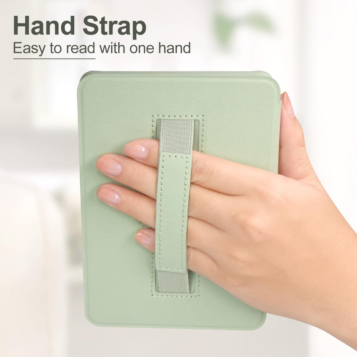 RSAquar 7" All-New Kindle Paperwhite 12th 2024 or Kindle Colorsoft 1st 2025 Signature Edition Case with Hand Strap – Slim Protective Cover with Auto Sleep/Wake - Agave Green — view 4