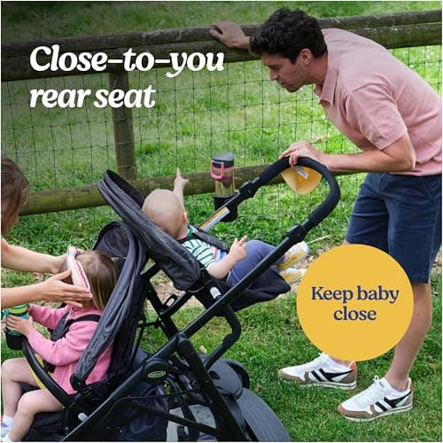 Graco Ready2Grow 2.0 Double Stroller, Twin Baby Stroller Features Bench Seat and Standing Platform Options, Compact Fold Perfect for Baby Travel, Rafa — view 3
