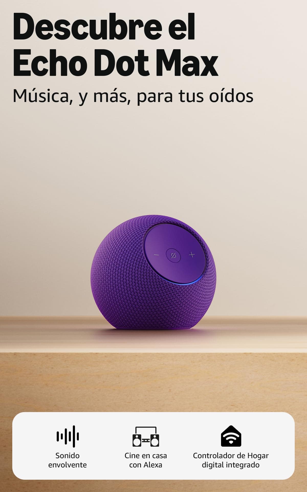 Amazon Echo Dot Max (última generación): altavoz Alexa con sonido envolvente y controlador de Hogar digital integrado, Grafito — view 8