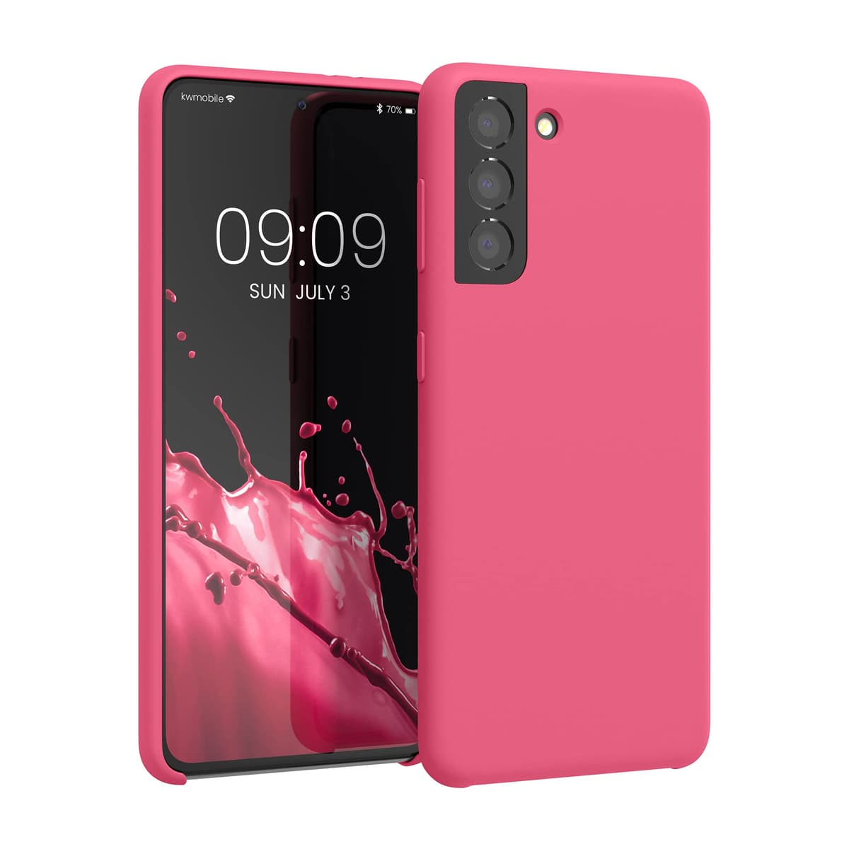 kwmobile Case for Samsung Galaxy S21 Case - Soft Cover - Shockproof Silicone - Wireless Charging Awesome Pink