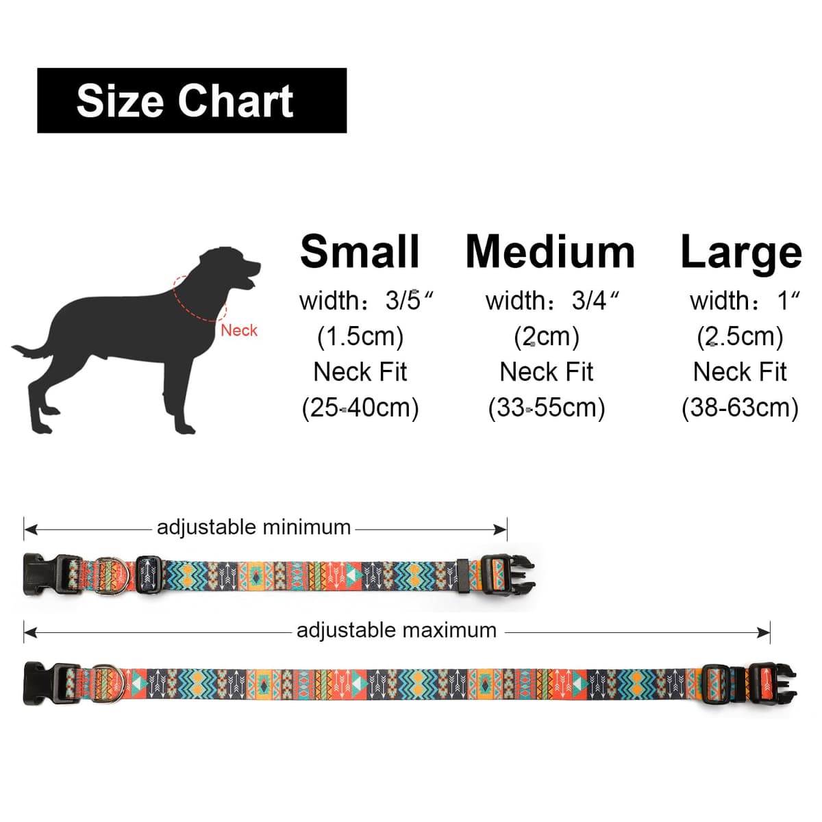Collar Perro, Ajustable y Resistente con Patrones de Moda, Collar Nylon Cómodos para Perros Pequeños Medianos Grandes, Cachorros (M, Tribu) — view 4