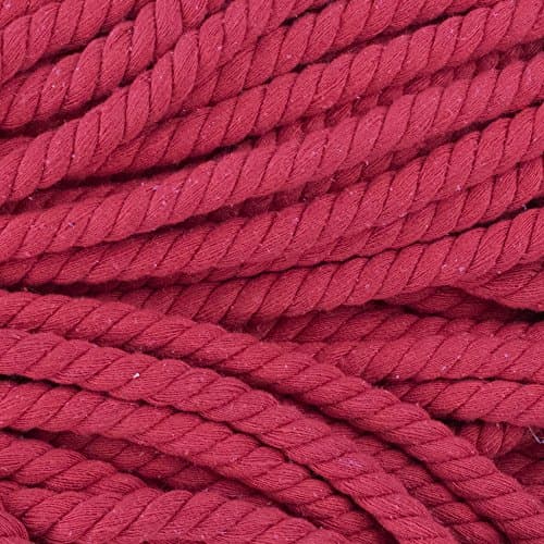 Super Soft 3 Strand Twisted Cotton Rope (Red, 1/2 Inch x 10 Feet)