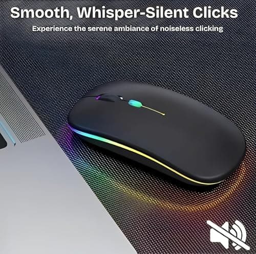Nexurion Wireless Mouse for Laptop & PC – Magic, Bluetooth, Rechargeable USB-C, Slim Design with RGB Backlight, Dual Mode 2.4GHz for MacBook, iPad (Jet Black) — view 4