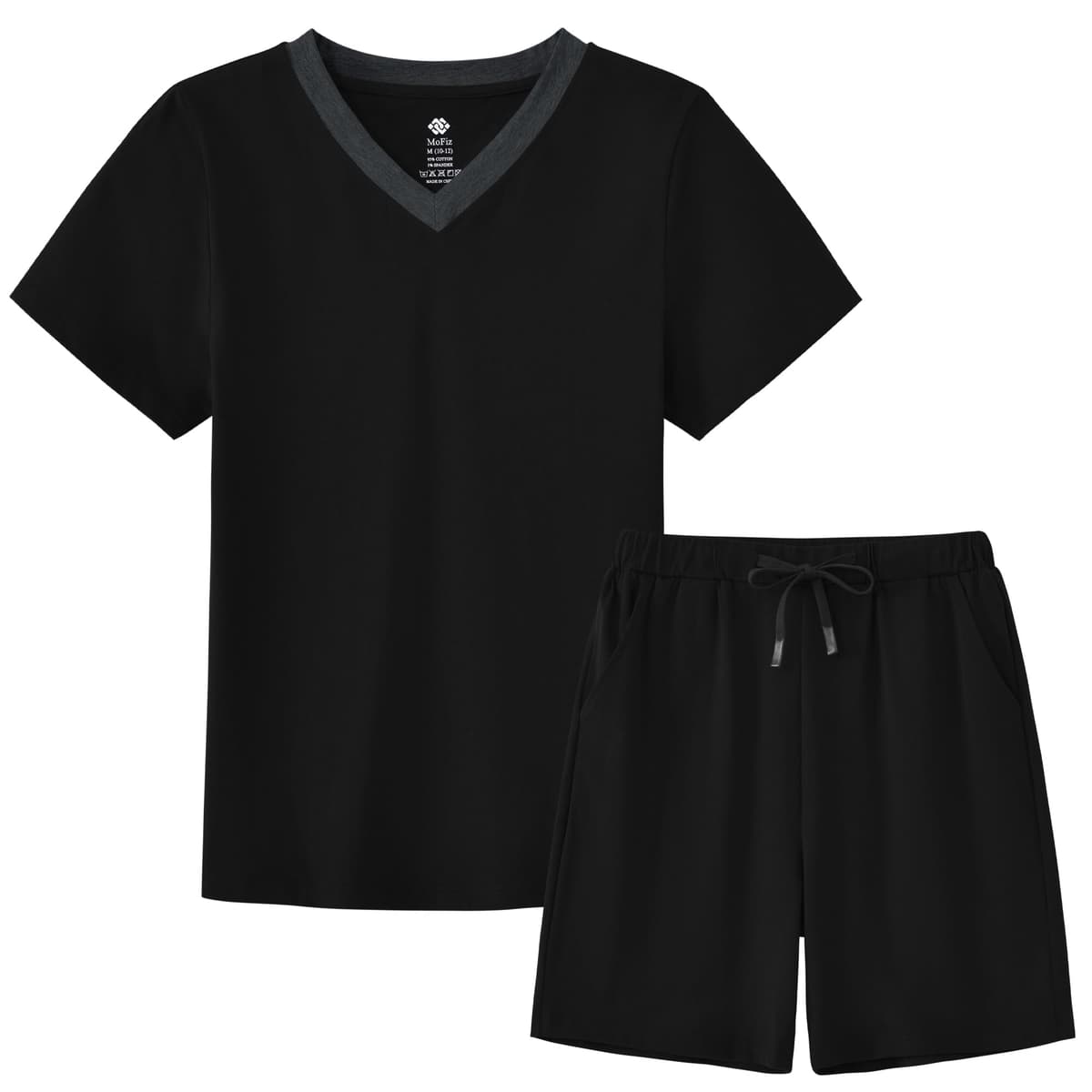 MoFiz - Pijama de niño de algodón con conjuntos de pijama corto, ropa de dormir con cuello en V, manga corta, pijama y pantalones cortos, 128 cm a 176 cm — view 11