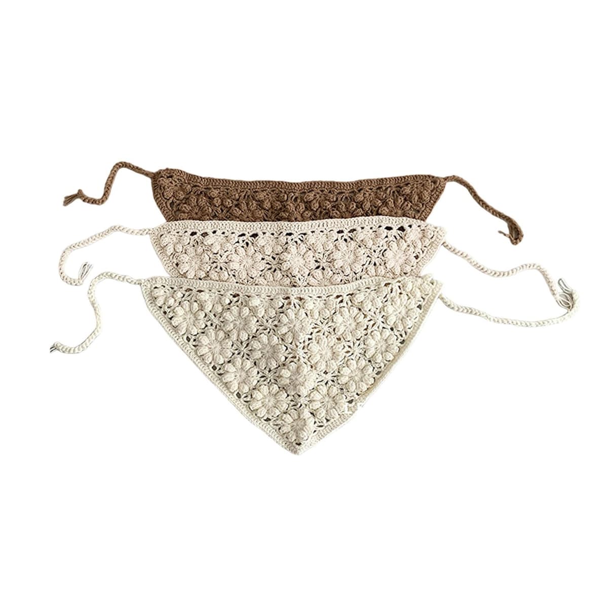 Classical Crochet Baby Bandana Hair Scarf Double Purpose Head Wrap Headwear Soft Texture Hairband for Newborns Girls Vintage Hairband for Infants — view 4