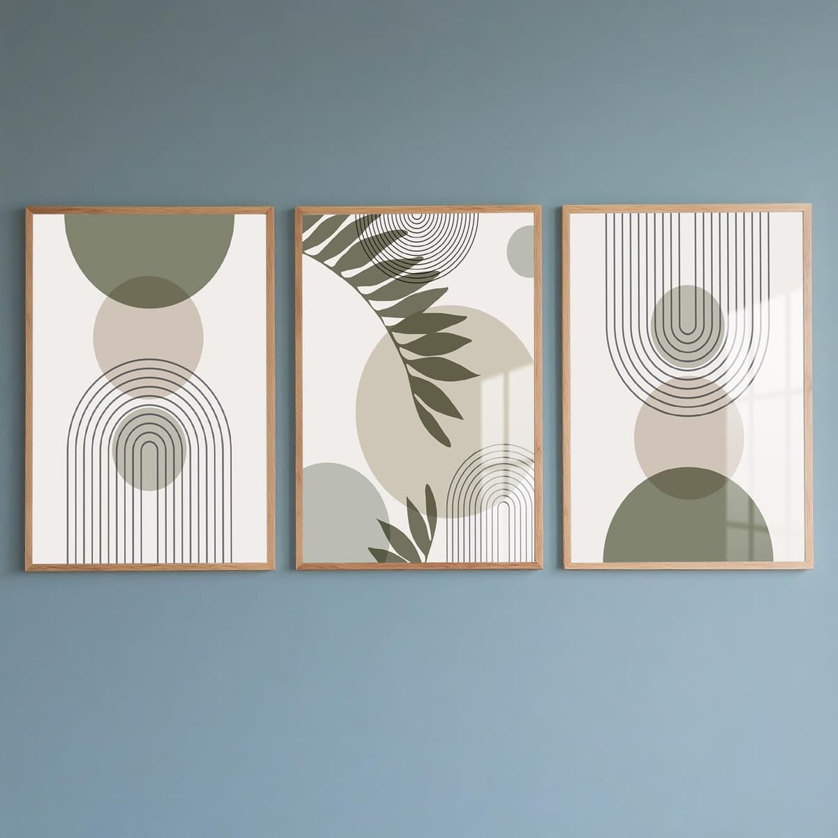 PWAAHDC Sage Green Prints Set of 3 - Boho Pictures for Living Room and Bedroom Decor, Modern Canvas Wall Art posters (Unframed A2) — view 17