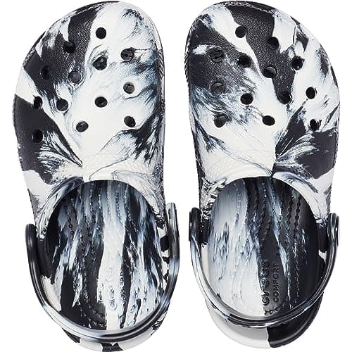 Crocs Unisex-Child Classic Marbled Tie Dye Clog, Black/White, 6 Big Kid — view 3