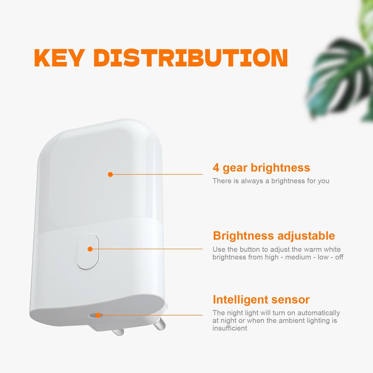 GRIFEMA GD101-2 [2 Piezas] Luz Nocturna Infantil 3 Niveles de Brillo Ajustables, Luz Nocturna con Sensor de Luz para Habitación de Niños, Baño, Pasillo, Cocina, Escaleras, 2700K Blanco Cálido — view 3