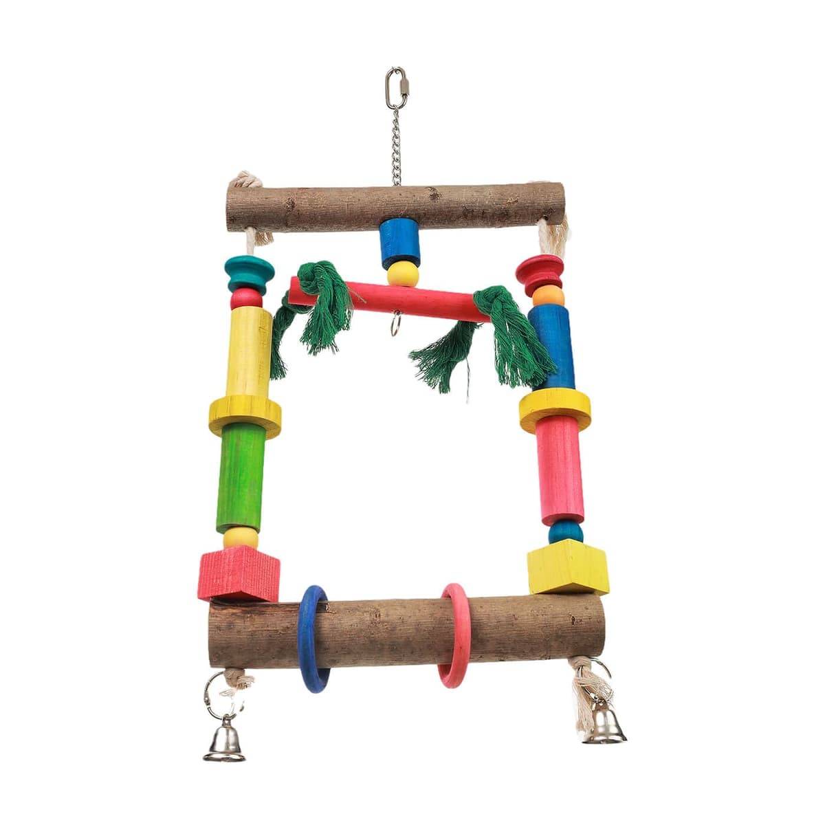 PARROT ESSENTIALS Sanded Nail Arch Swing Perch with Cotton Rope - Medium Parrot Toy Nest Swing for Nail Trimming - Wooden Bird Perch for African Grey, Amazon, Cockatoo - Pet Swing for Birdcage — view 14