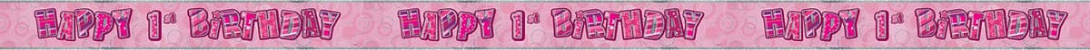 Unique Party 92068 - 9ft Foil Glitz Pink Happy 80th Birthday Banner — view 124