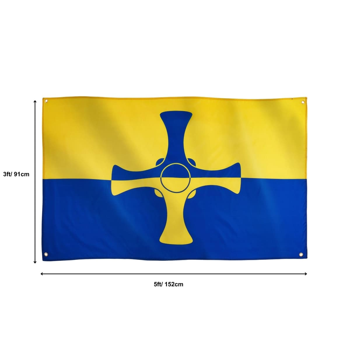 Runesol Cornwall Flag - 91x152cm, 3ft x 5ft, Cornish Flag, 4 Grommets, Eyelet in Every Corner, Premium Quality, Inside & Outside Use, Vivid Colours — view 955