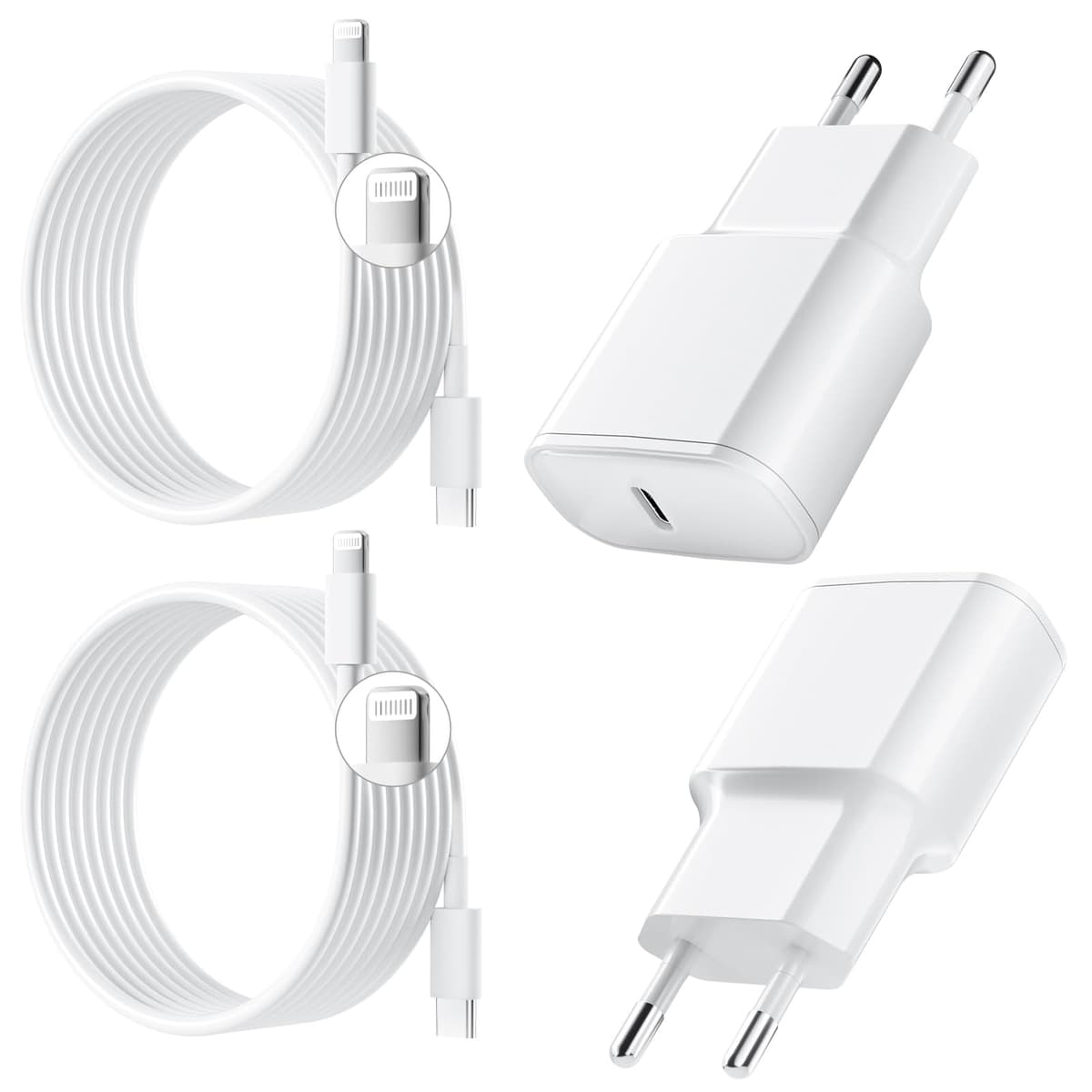 Cargador para iPhone Carga Rapida, Paquete de 2 Cagador USB C PD 3.0 y Cable Lightning de 2 m para iPhone 14/13/12/11/Pro/Pro MAX/iPad[5th-9th]/iPad Mini[2nd-5th]/iPad Air