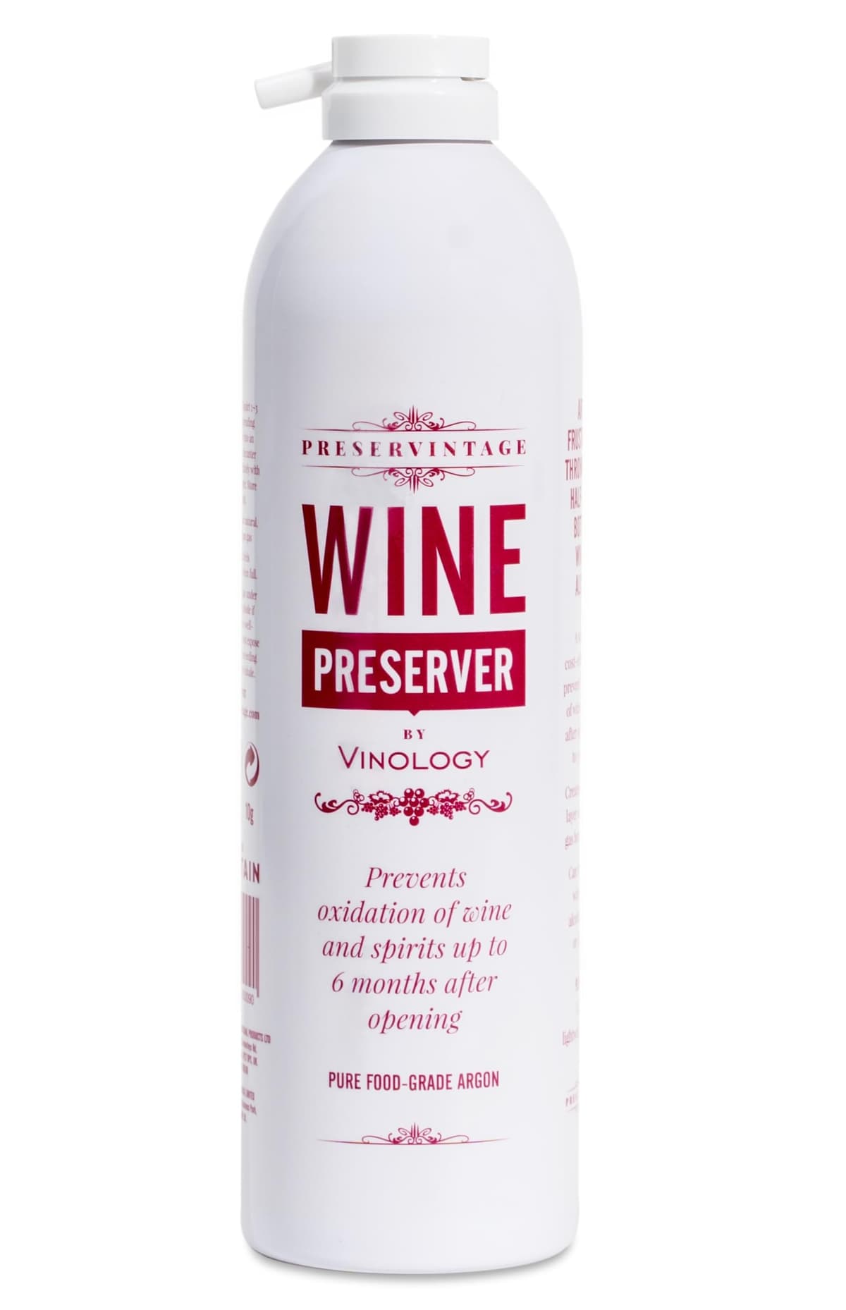 Preservintage Conservador de vino – Gas inerte puro estándar profesional para uso con tapones de vino o corcho en una lata de aerosol ligera y fácil de usar de 9 litros