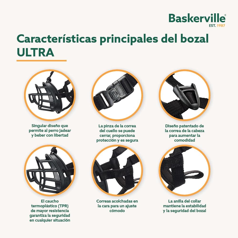 MUSERUOLA BASKERVILLE ULTRA, design etico brevettato, cane può respirare, ansimare e bere, regolabile, imbottita, addestramento cani piccoli, medi, grandi, impedisce di morsicare, rovistare (Taglia 5) — view 2