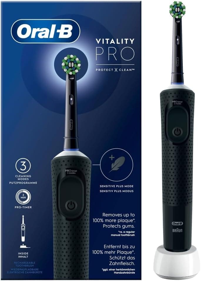 Oral-B Vitality Pro Cepillo de Dientes Eléctrico con Mango Recargable y 1 Cabezal, Diseñado Por Braun, Regalos Originales - Negro — view 2
