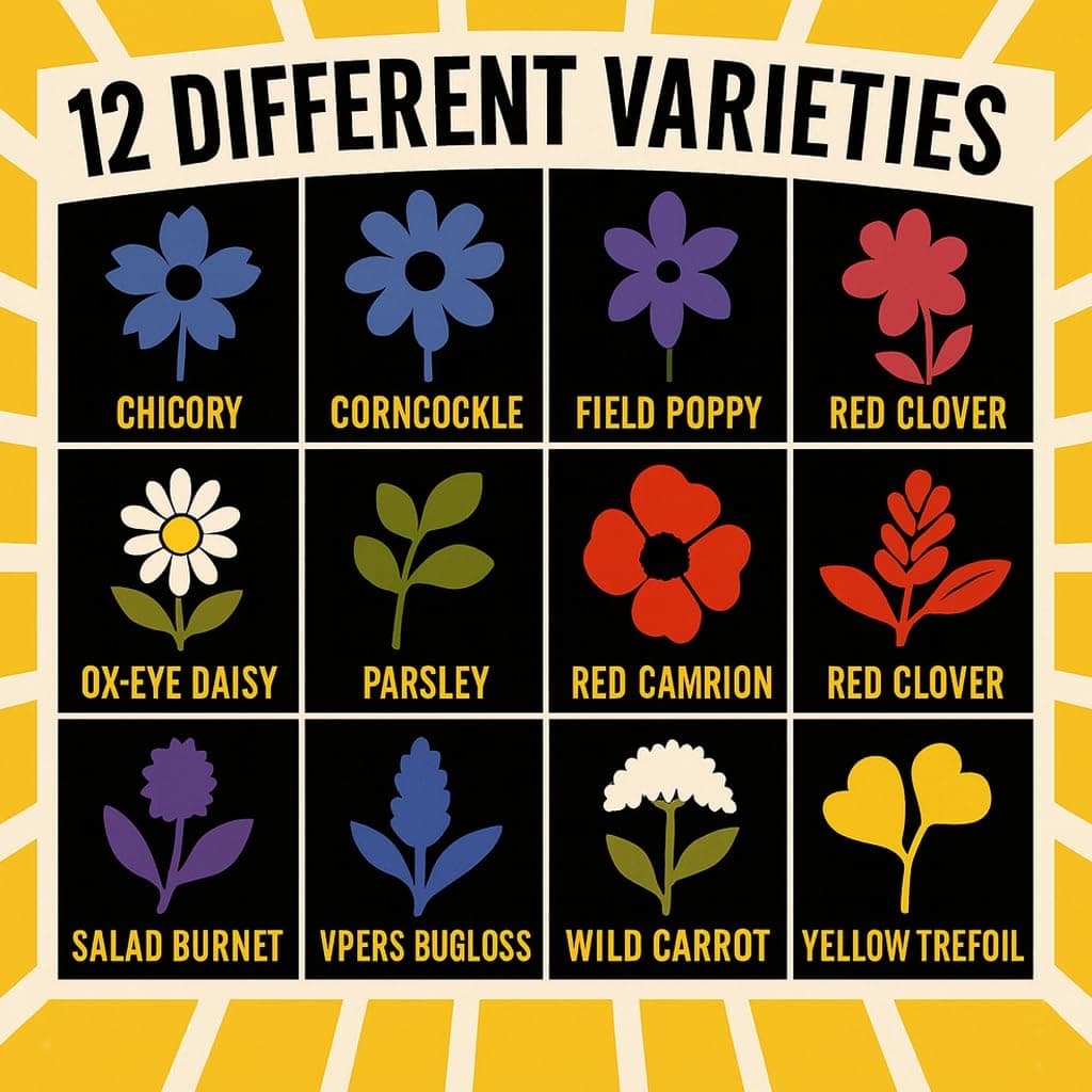 12 Varieties Native Wild Flower Seeds - Viva La Bloom Meadow Mix - Grow a Garden for Bees - Gardening Gifts - Pack of 3 (12g) — view 3