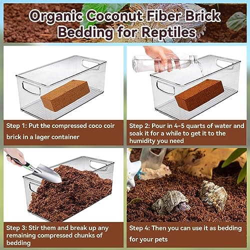 Legigo 8 Pack Compressed Coconut Fiber Substrate - 100% Organic Coconut Fiber Brick Bedding for Reptiles, Natural Coco Husk Substrate Terrarium Bedding for Snake, Hermit Crabs, Frogs, Tortoise, Gecko — view 2
