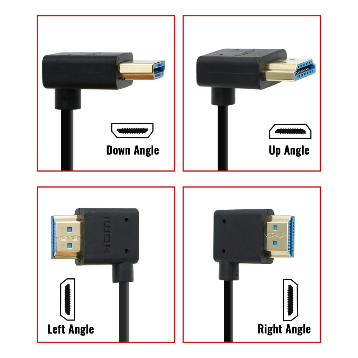 Alvin's Cables 8K HDMI 2.1 Cable High Speed Thin Straight HDMI to Up Angle HDMI for Atomos Ninja V Monitor, Z CAM E2, Sony FS5| FS7| A7S3 Cameras 19.7"|50CM — view 3