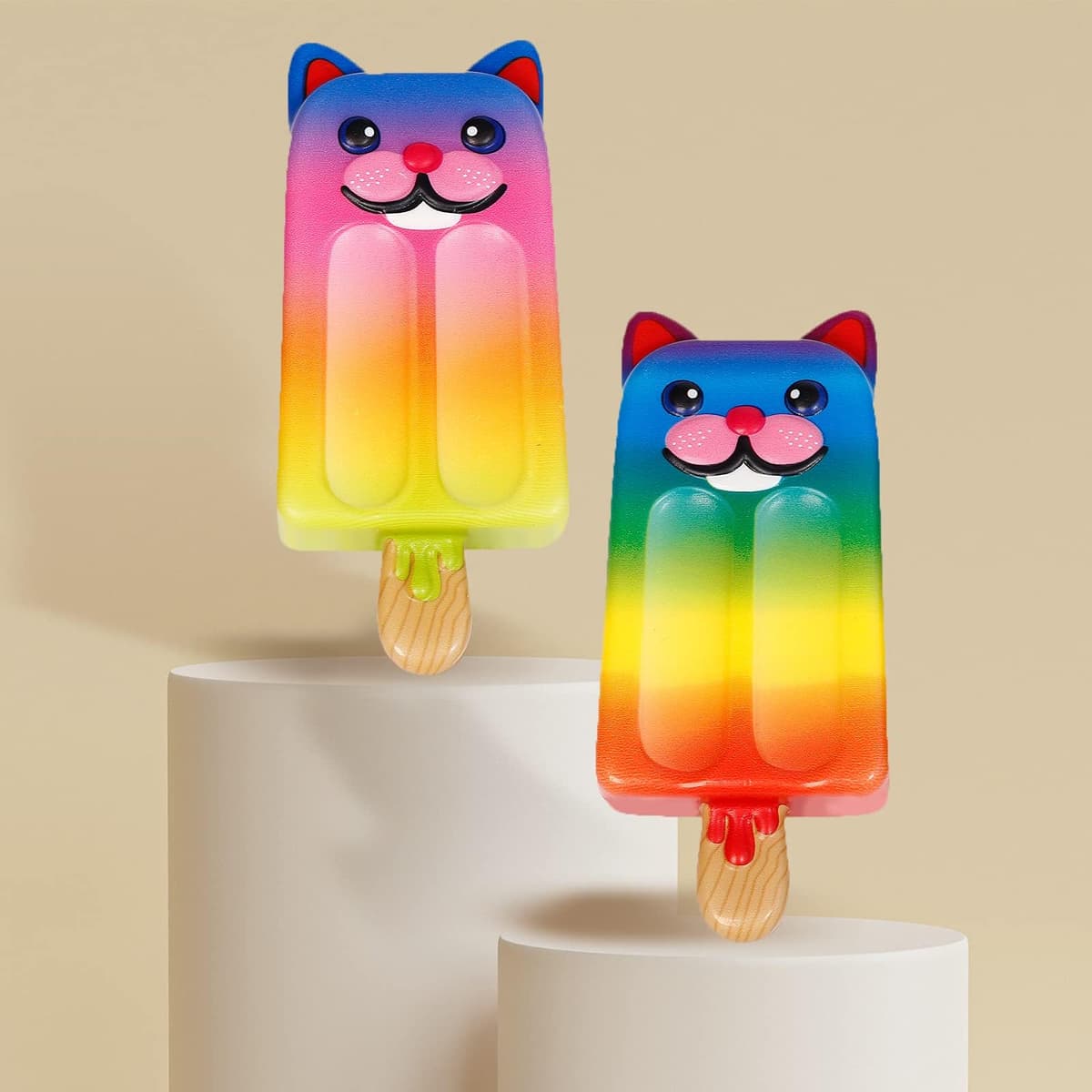 Anboor Squishies Gato de hielo 2 piezas juguete de pellizco alivio del estrés Kawaii suave squishies colección de regalos — view 4