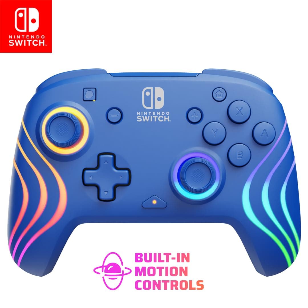 PDP Afterglow Wave Wireless Pro Controller with Full Motion for Nintendo Switch, Nintendo Switch - OLED Model, 8 RGB LED Lighting Zones, 30 Foot Range, 20 Hour Rechargeable Battery White — view 14