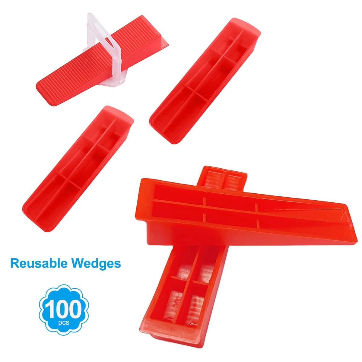 600 Pcs Sistema de Nivelación de Azulejos,500 Clips 1mm Espaciadores de Azulejos,100 Cuñas Reutilizables para Nivelación de Piso — view 4