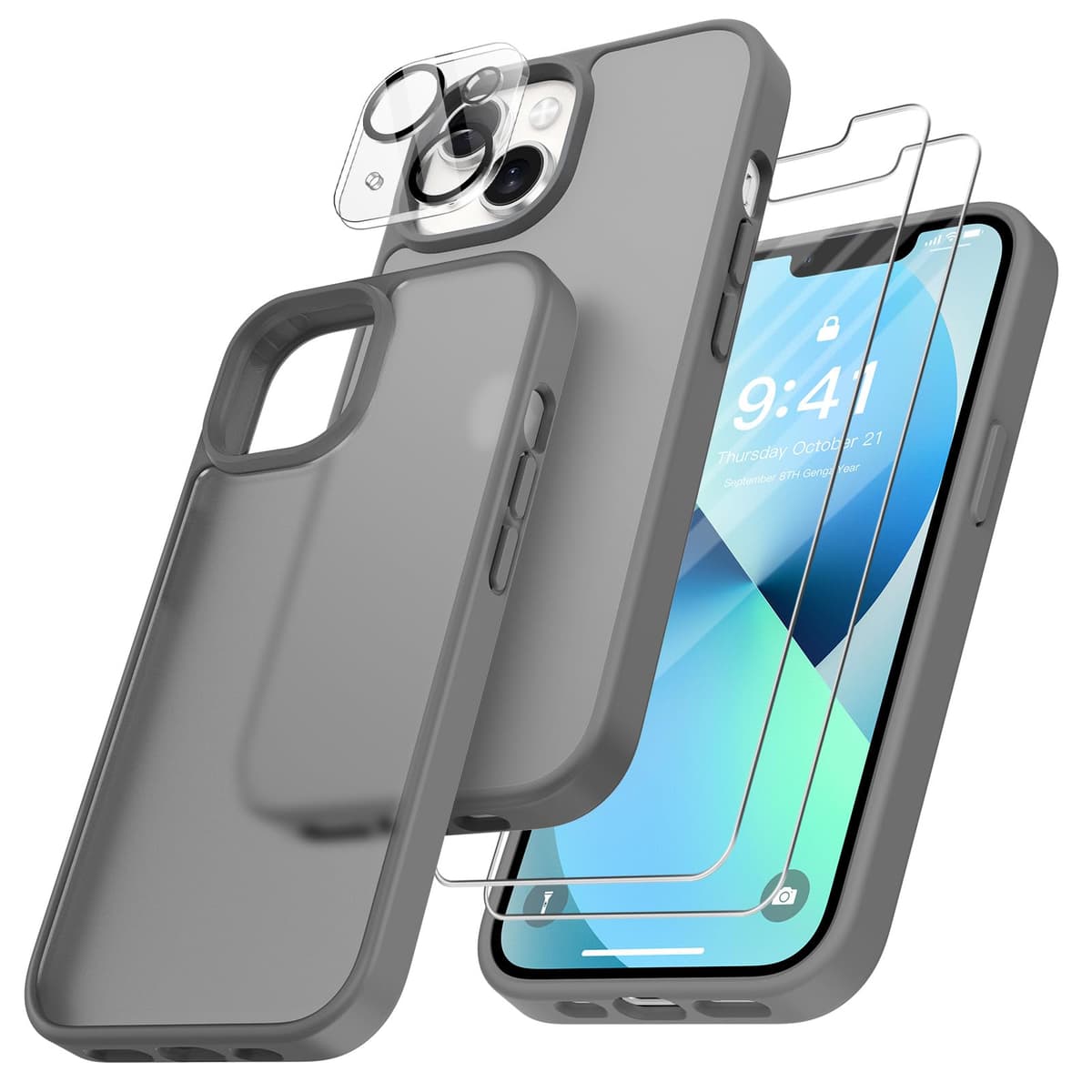 FLLAO 4 en 1 Funda para iPhone 15 con 2 Protector Pantalla y 1 Protector Lente Cámara, [Almohadilla de Aire integrada] Antigolpes Antiarañazos Carcasa 6,1 Pulgadas, Transparente — view 36
