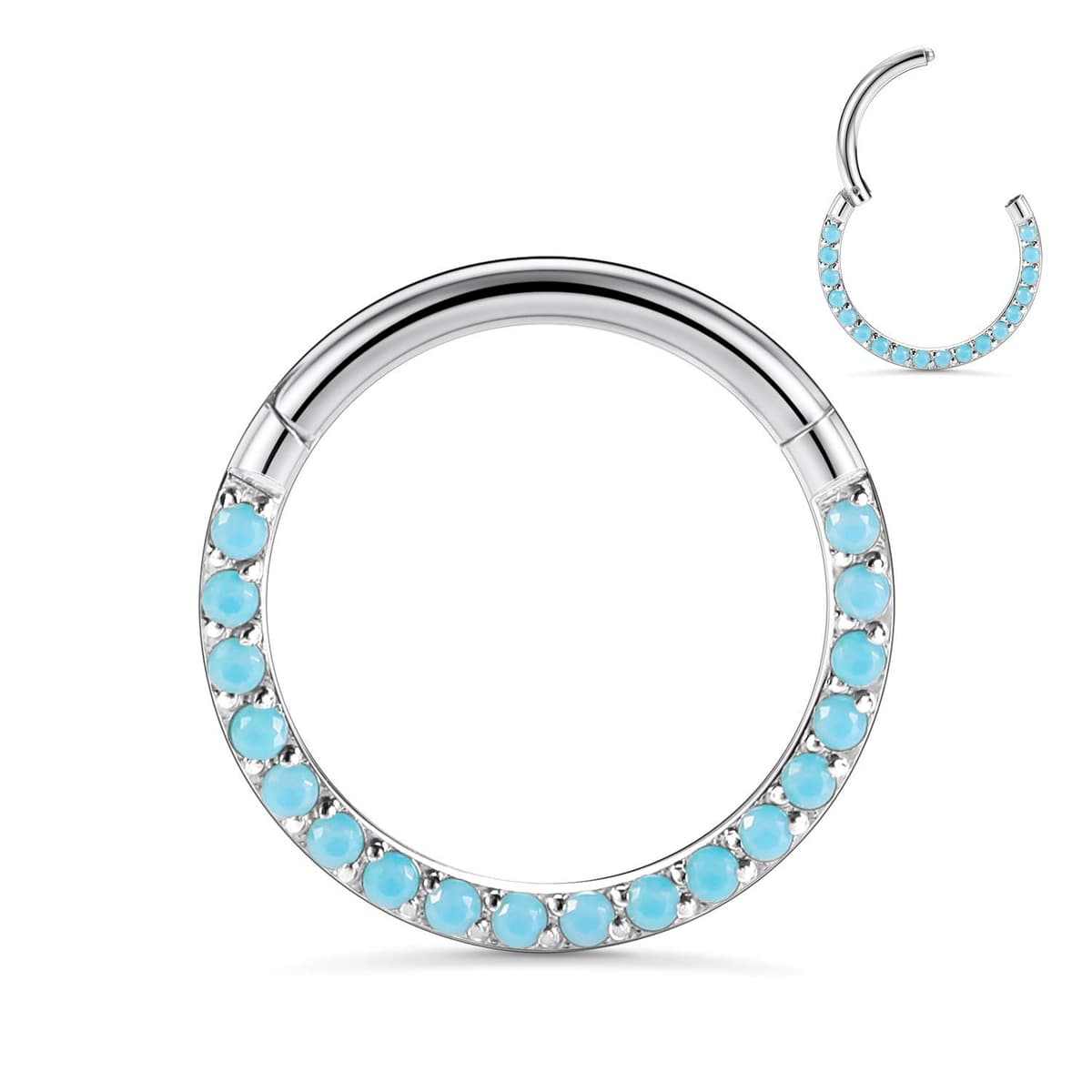 hengkaixuan CZ Opal Septum Jewellery Daith Ring Conch Hoop Seamless Clicker Ring Surgical Steel Rook Tragus Conch Piercing Jewellery Small Hoop Earring Nose Hoop Ring — view 45