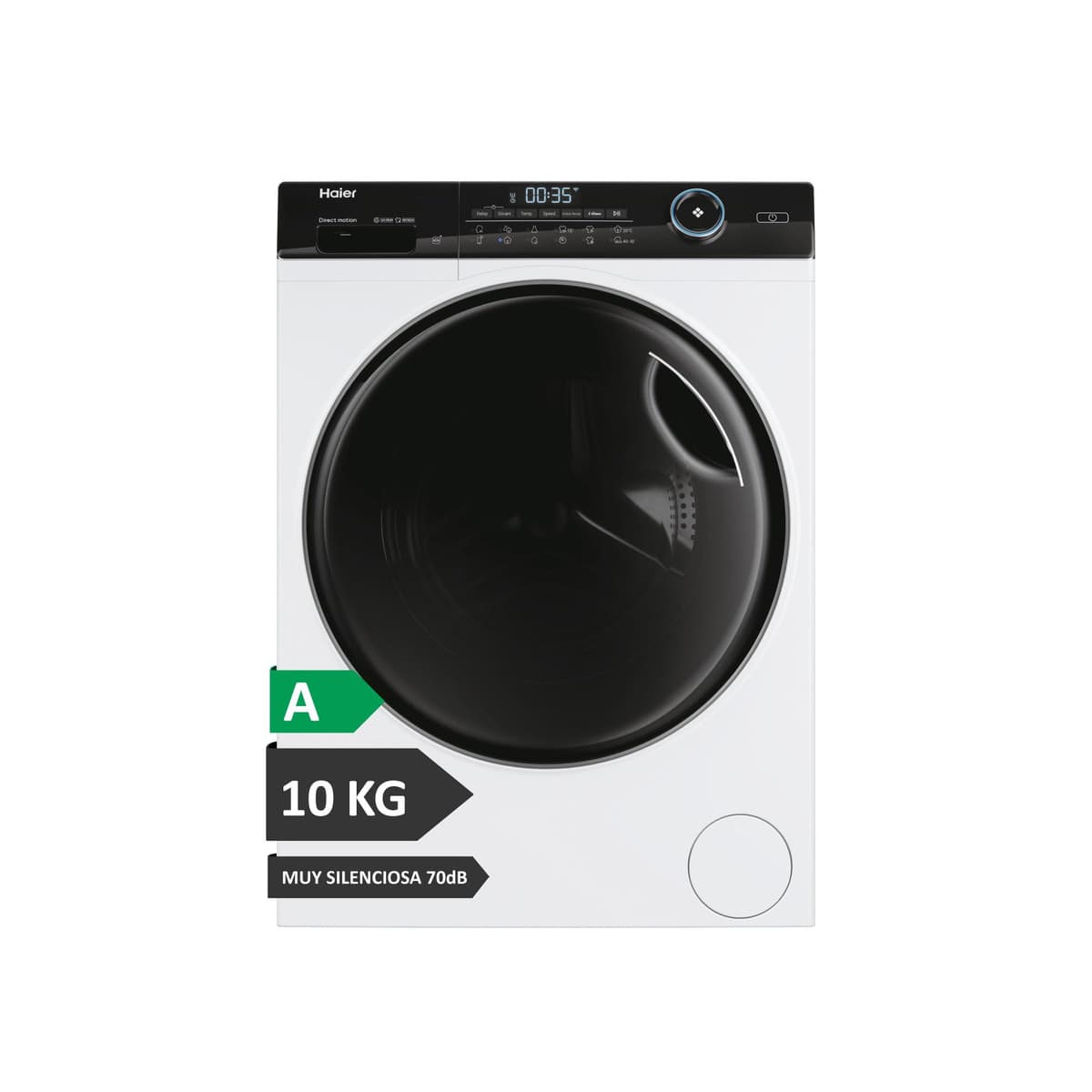 Haier I-Pro Series 5 HW90-B14959EU1IB- Lavadora Carga Frontal 9KG, Función Vapor, Motor Direct Motion, Tratamiento Antibacterias, 1400 RPM, Fin Diferido, Detector Automático de KG, 12 Programas,Blanco — view 8