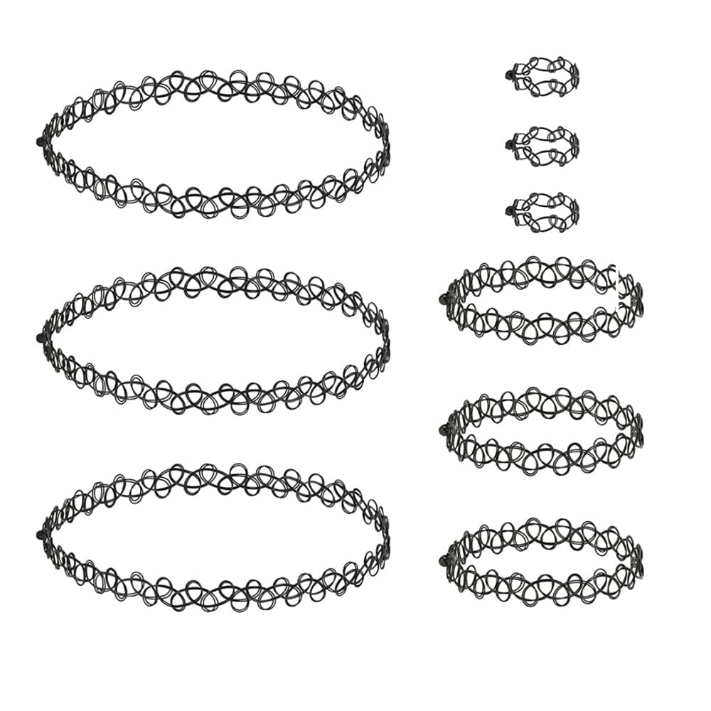 LICQIC 90s Choker Necklace Kit, Tattoo Choker Necklace, Elastic Stretchable Neon Chokers, Gothic Tattoo Choker Chain Jewelry for Women Girls