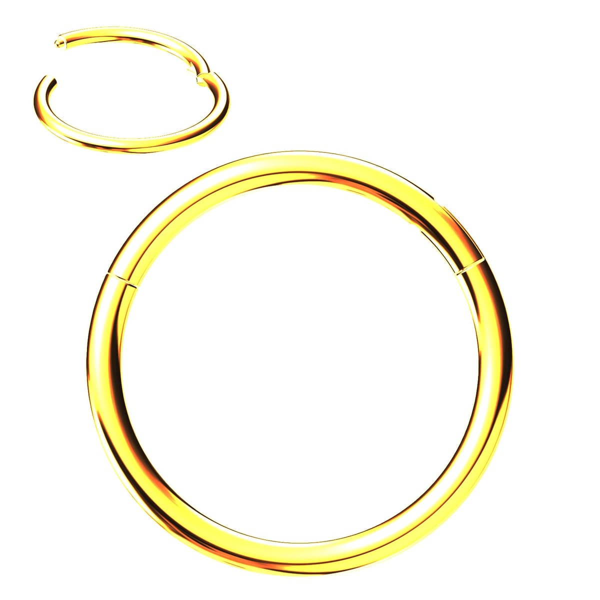 Body CAC Titanium 22G/20G/18G/16G/14G Nose Ring Hoop, Gold Plated Titanium Clicker Sleeper Earring Piercing — view 11