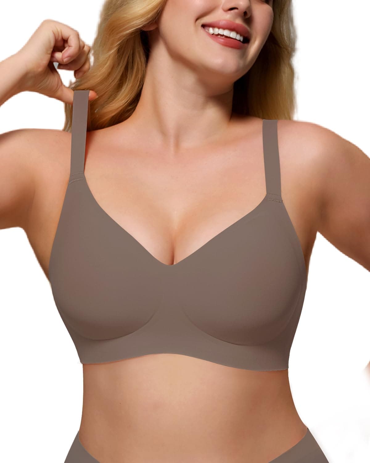 As Fairy Womens Soft Comfortable No Underwire Bras V Neck Seamless Push Up Bralettes Full Coverage Tshirt Brassiere — view 23