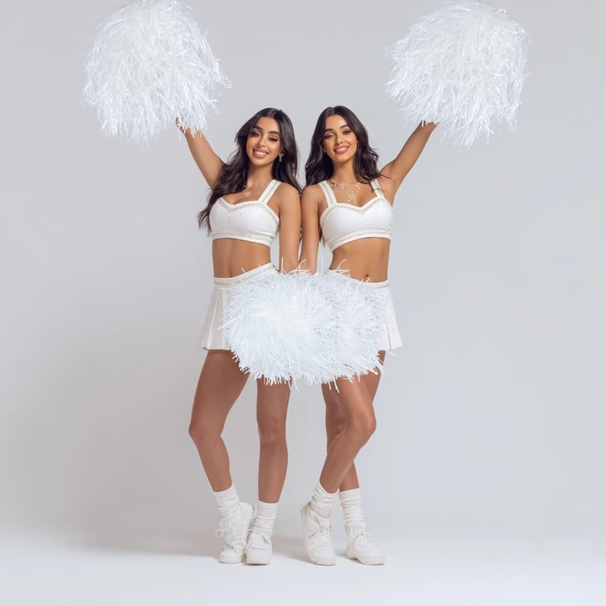 2 pompones blancos de animadora de papel metálico para escuadrones deportivos, bailes, fiestas, fútbol, baloncesto, celebración de actuaciones espirituales — view 5