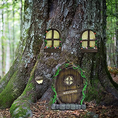 Meyas Outdoor Statues Garden Decoration,Yard Sculpture Figurine,Gardening Supplies Garden Statues Ornament,Outdoor Statuette Garden Resin Statues,Garden Accessories Trees Decoration Glow in The Dark