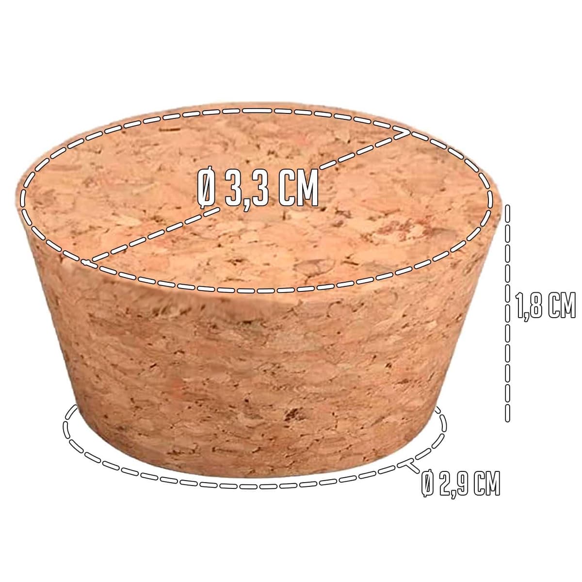 Acan Tradineur - Pack de 25 tapones de corcho para botellas - Forma de Cono - Ideal paragarrafas, botes, frascos, bar, restaurante, vino, aceite - 5 Packs de 5 corchos - 3,3 x 2,9 x 1,8 cm — view 2