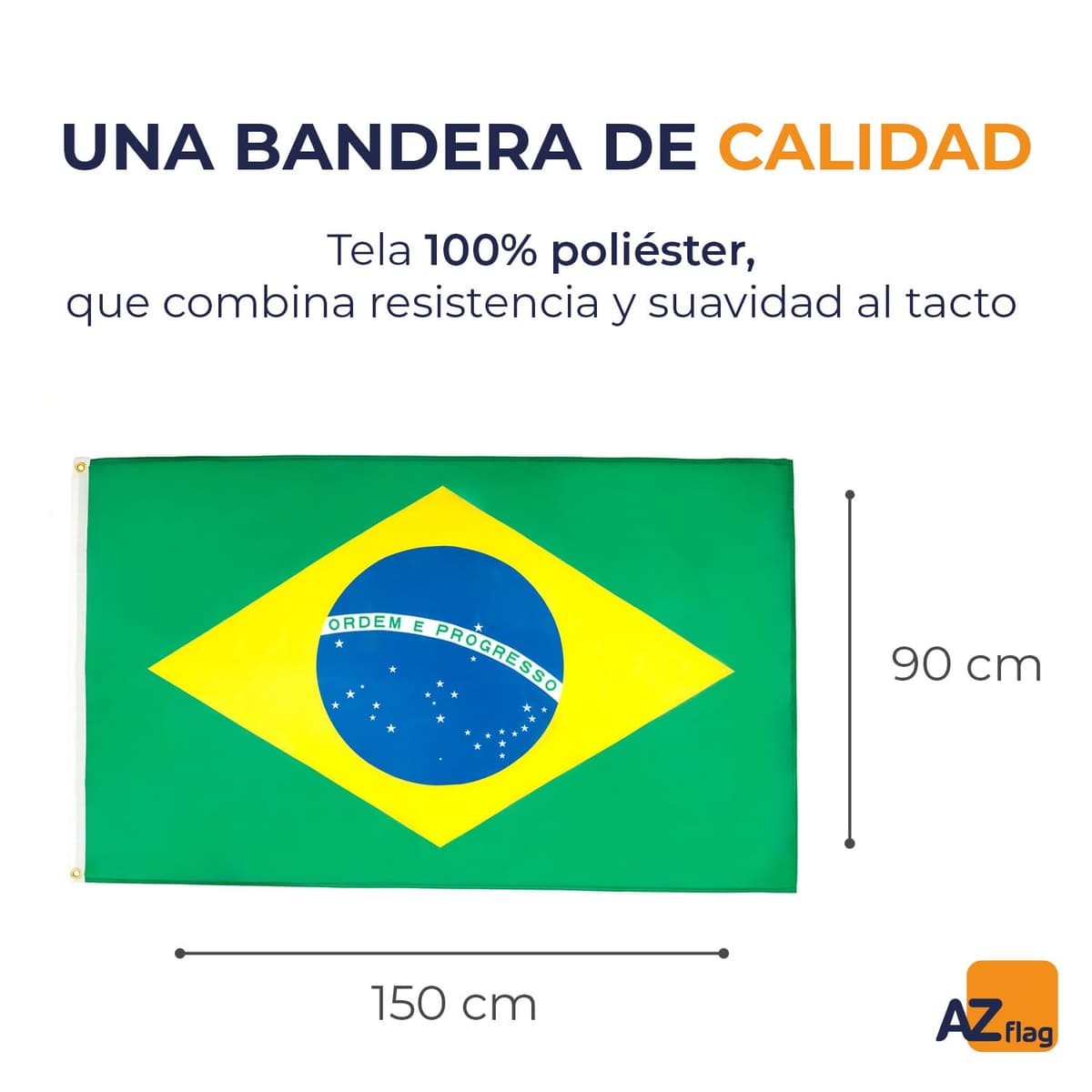 AZ FLAG - Bandera Brasil - 150x90 cm - Bandera Brasileña 100% Poliéster Con Ojales de Metal integrados - 110g — view 2