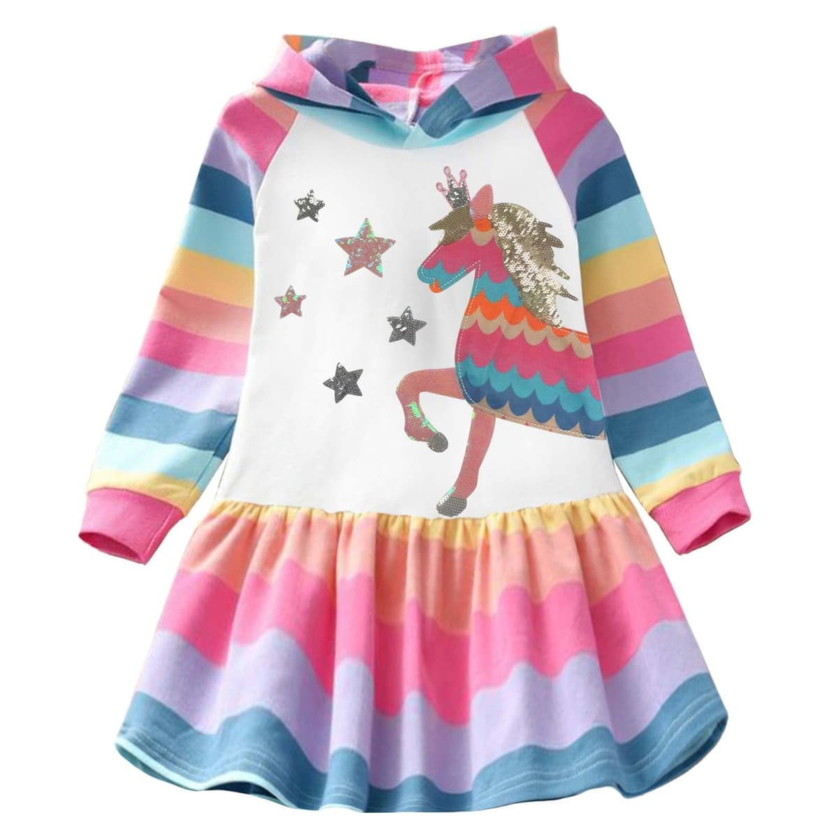 VIKITA Niñas Vestidos Algodón Animal Bordado Manga Larga Vestido para Niños — view 8