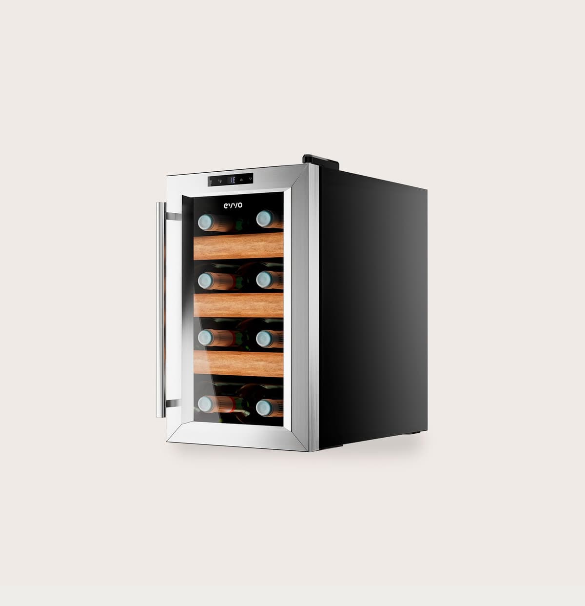 EVVO Vinoteca VT8 Inox – Enfriador de Botellas de Vino 8 Botellas, Vinoteca Pequeña Inox, Nevera para Vinos Silenciosa, Mini Nevera Tipo Minibar y Botellero Vertical — view 3