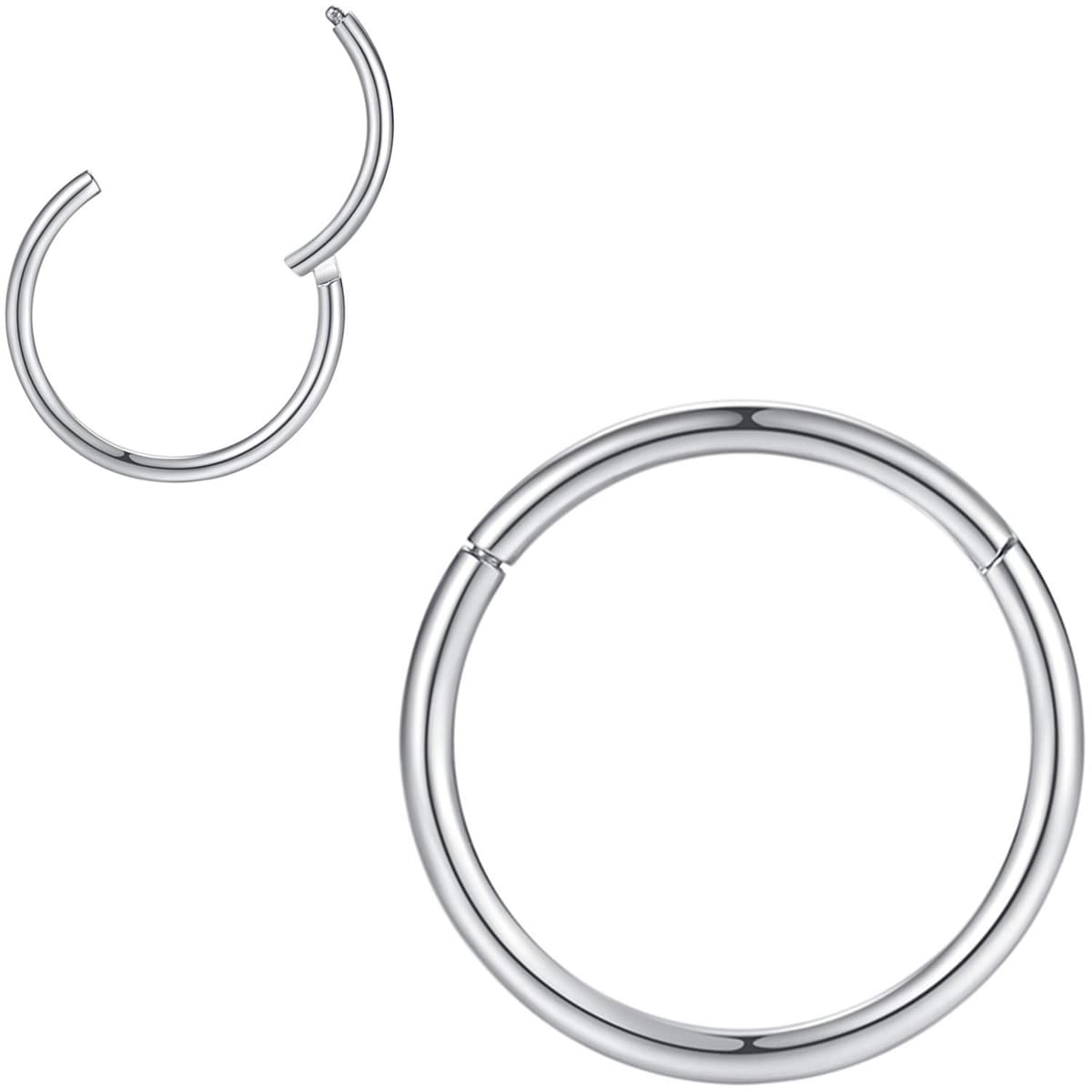 Popuhoops 316L Surgical Steel Hinged Nose Rings Hoop Suptum Ring Body Piercing Lip Rings Helix Cartilage Rook Earrings 20G 18G 16G 14G 12G 10G 8G, Diameter 5mm to 16mm, Gold-Rose Gold-Silver-Black
