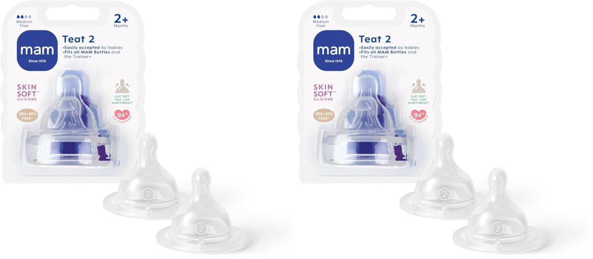 MAM Teats Size 3 | 2 Pack | Fast Flow | Suitable from 4+ Months | Fits All MAM Bottles | Made from SkinSoft Silicone | Baby Accessories — view 12