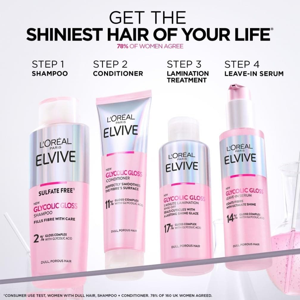 L'Oreal Paris Elvive Glycolic Gloss Shampoo, With Gloss Complex and Glycolic Acid, Fills and Seals Hair Fibres, For Long-lasting, Smooth and Shiny, Sulphate Free, Ideal for Dull Hair, 200ml — view 7