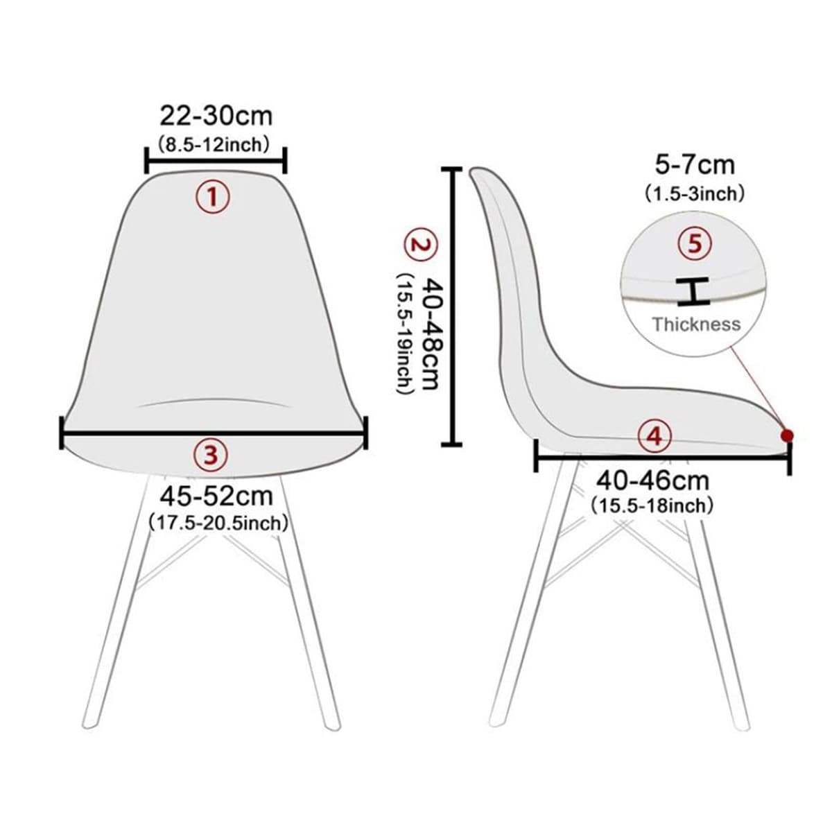 osiuujkw Funda de Asiento de Color sólido, extraíble, sin Brazos, Lavable, Suave, Protectora, Agradable para la Piel, Moderna Mediados Siglo, Gris Claro — view 4