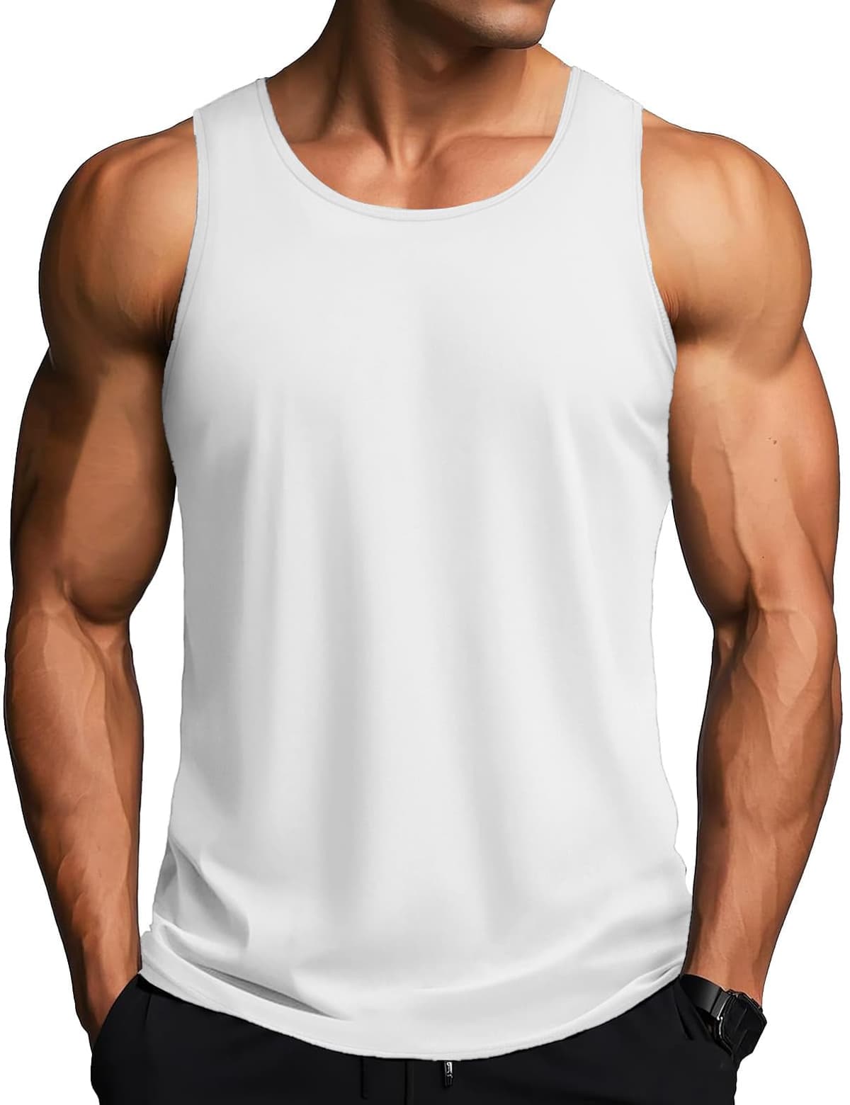 MAGCOMSEN Camiseta Tirantes Hombre Running Entrenamiento Deportiva Ropa Gimnasio Chaleco Secado Rápido UPF 50+ Camiseta sin Mangas para Hombre — view 12