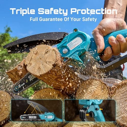 SEESII Cordless Mini Chainsaw 6 Inch, 4.0Ah Battery Powered Electric Saw — view 6
