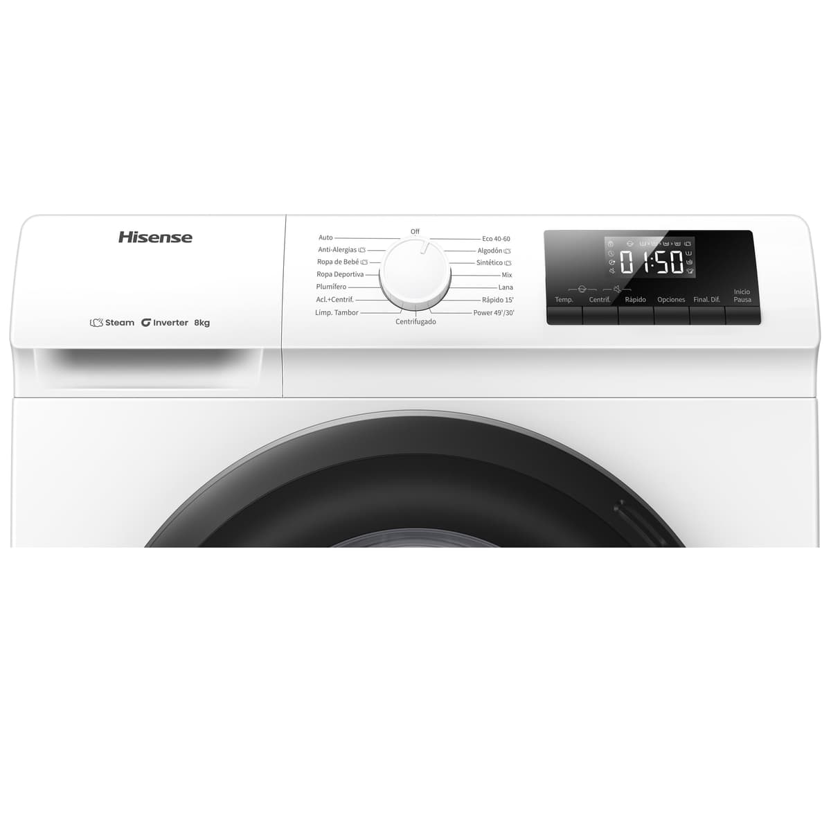 Hisense WF1Q8041BW2 - Lavadora, Clase A, 8 Kg, 1400 rpm, Alto 85 cm x Ancho 60 cm, Color Blanco, Función Vapor 99,9%, Lavado Rápido+, Lavado Automático, Finalización Diferida, Tecnología Inverter — view 5