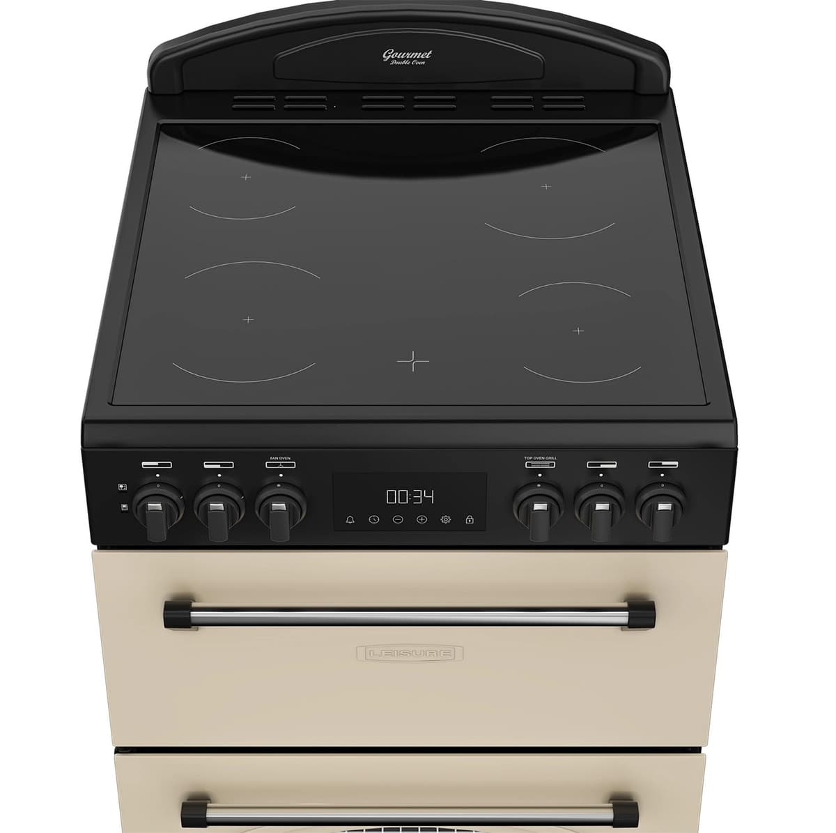 Leisure CLB60ECC 60cm Double Oven Electric Range Cooker – Cream, Multifunction Main Oven, Conventional Top Oven & Grill, Ceramic Hob, LED Timer, A Rated Efficiency, Stylish Traditional Design — view 2