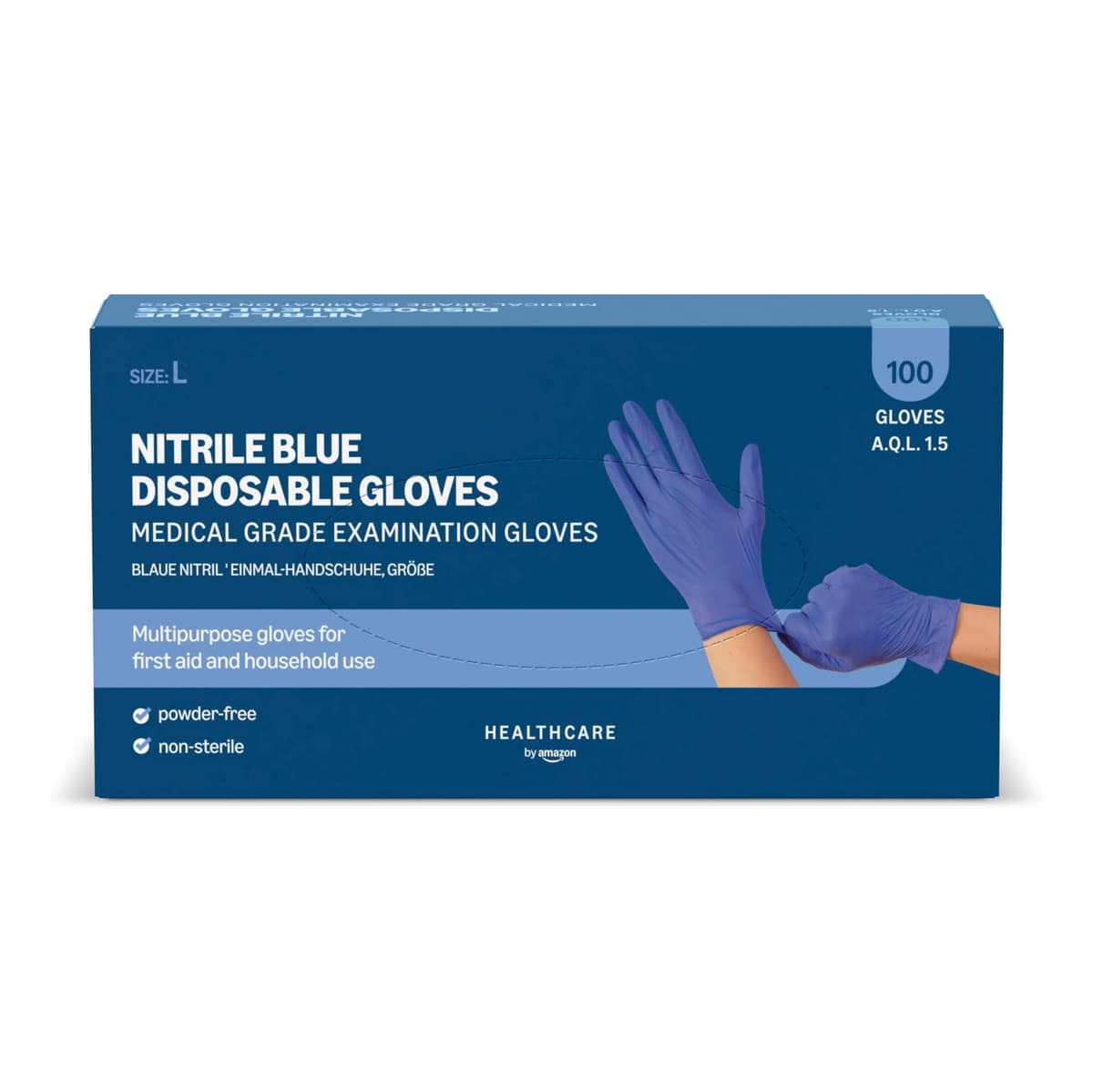 by Amazon Guantes Desechables de Nitrilo Azules, sin Polvo, Talla M, Paquete de 100 — view 8