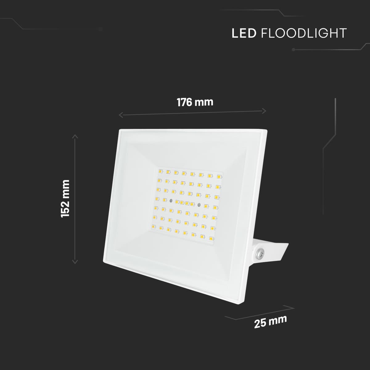 V-TAC Foco LED Exterior 50W Blanco – [ E-Series – Altas Prestaciones, Bajo Consumo ] – 4000 Lúmenes – Super Slim – Impermeable IP65 – Proyector para Hogar, Garaje y Almacén – Blanco Neutro 4000K — view 4