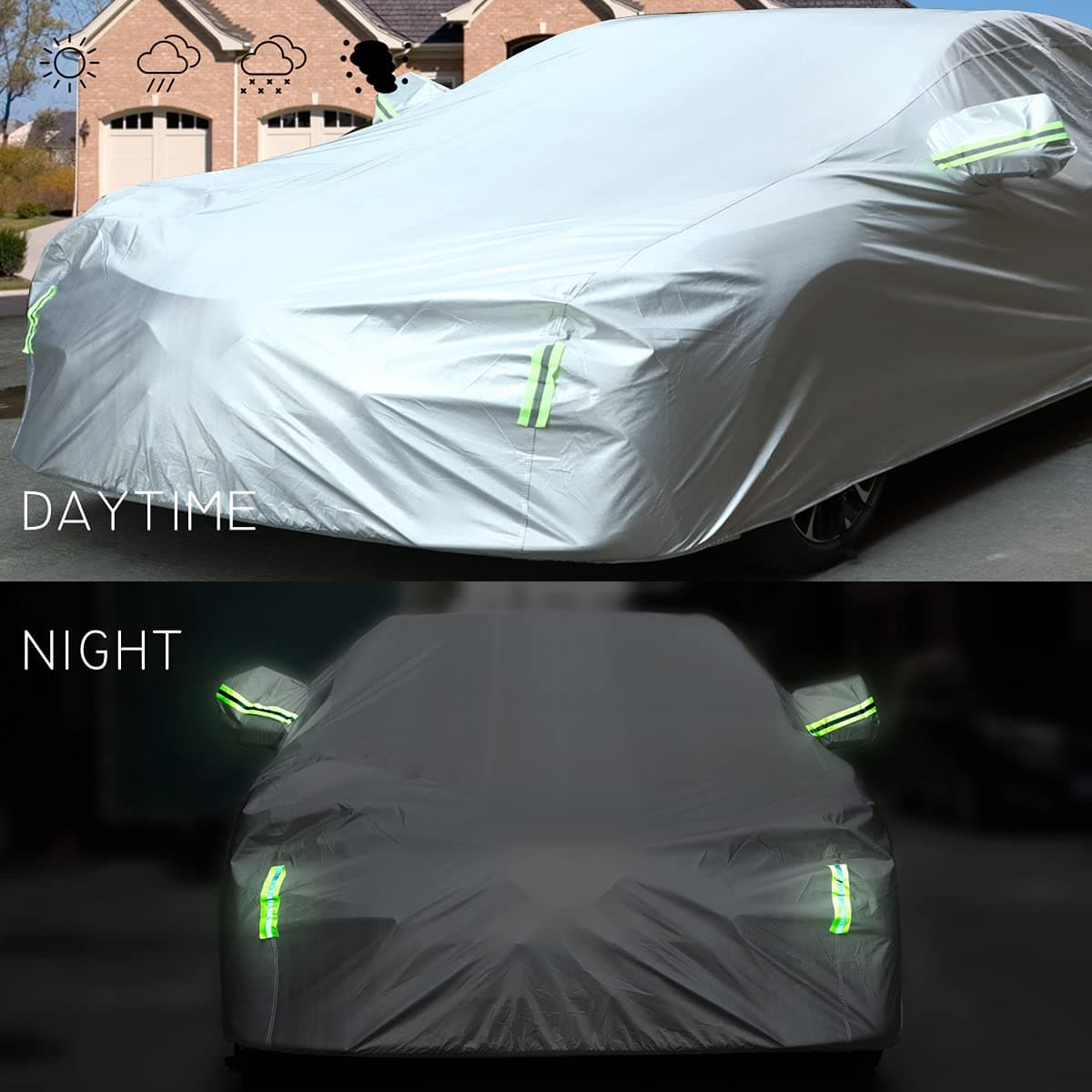 Funda Coche SUV Impermeable Funda para Coche Exterior A Prueba de Polvo A Prueba de Nieve Protección UV para SUV,Size M: MAX 183in/465cm — view 5
