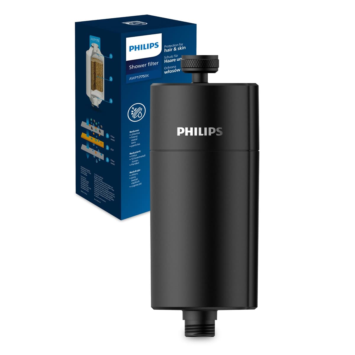 Philips Water Filtro de ducha en línea + 1 cartucho de repuesto, reduce el CLORO hasta un 99%, compatible con todas las mangueras y grifos estándar, capacidad de filtración 50 000 L por filtro — view 8