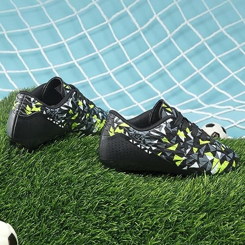 DREAM PAIRS Boys Girls Soccer Cleats Kids Football Shoes,Size 2 Little Kid,Black/Neon/Green,HZ19003K — view 2